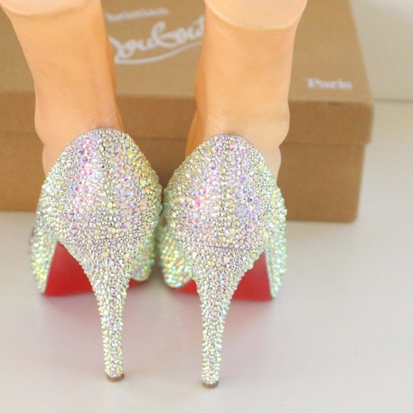 Christian Louboutin White Very Prive Swarovski Strass Ab Crystal - Picture 3 of 11